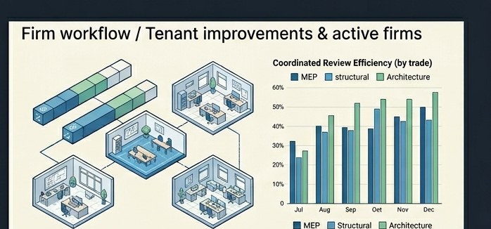 Firm workflow — coordinated review efficiency across active tenant-improvement projects